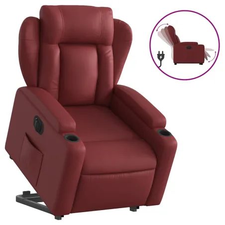 Fauteuil inclinable électrique rouge bordeaux similicuir
