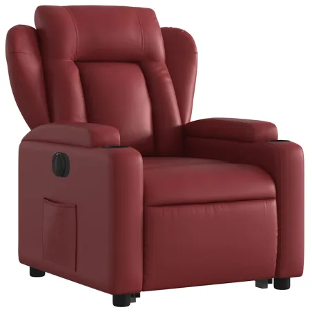 Fauteuil inclinable électrique rouge bordeaux similicuir