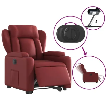 Fauteuil inclinable électrique rouge bordeaux similicuir