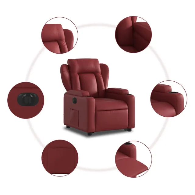 Fauteuil inclinable électrique rouge bordeaux similicuir