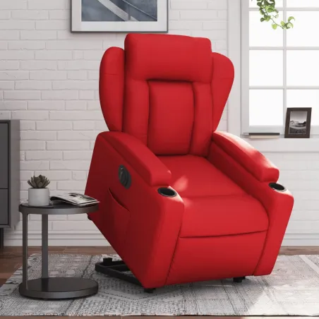 Fauteuil inclinable électrique rouge similicuir