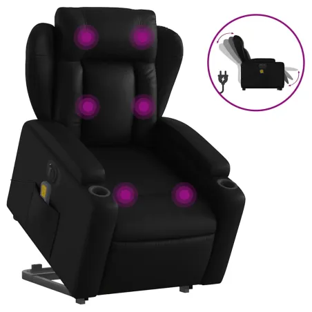 Fauteuil inclinable de massage électrique noir similicuir