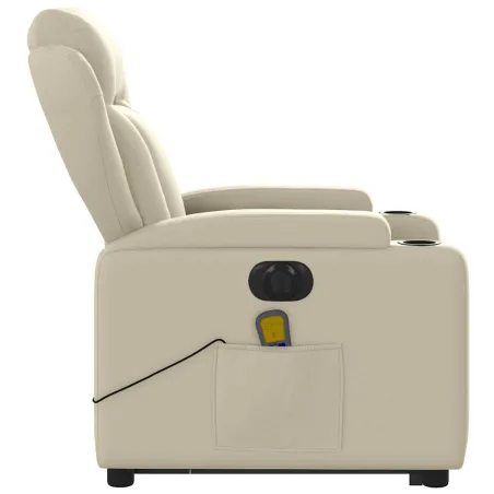 Fauteuil inclinable de massage électrique crème similicuir