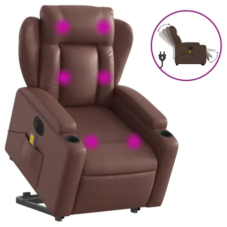 Fauteuil inclinable de massage électrique marron similicuir
