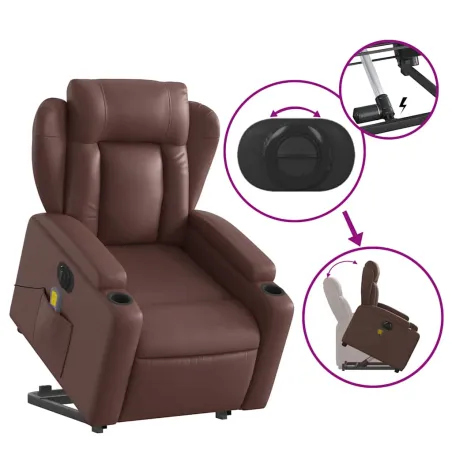 Fauteuil inclinable de massage électrique marron similicuir