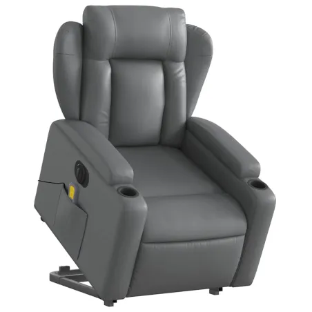 Fauteuil inclinable de massage électrique gris similicuir