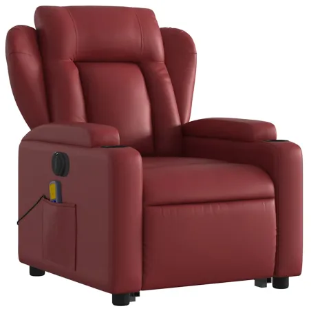 Fauteuil inclinable de massage électrique rouge bordeaux