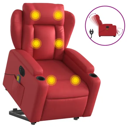 Fauteuil inclinable de massage électrique rouge similicuir 2