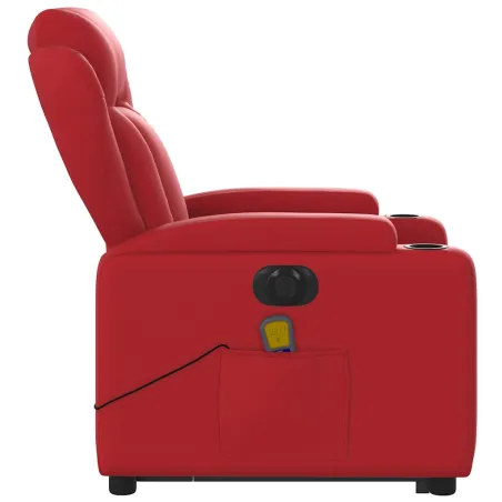 Fauteuil inclinable de massage électrique rouge similicuir