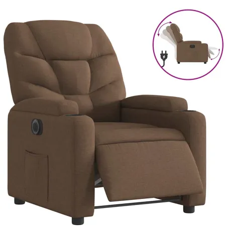 Fauteuil inclinable électrique Marron Tissu