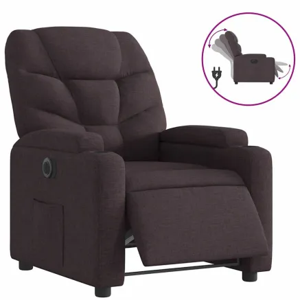 Fauteuil inclinable électrique Marron foncé Tissu 2