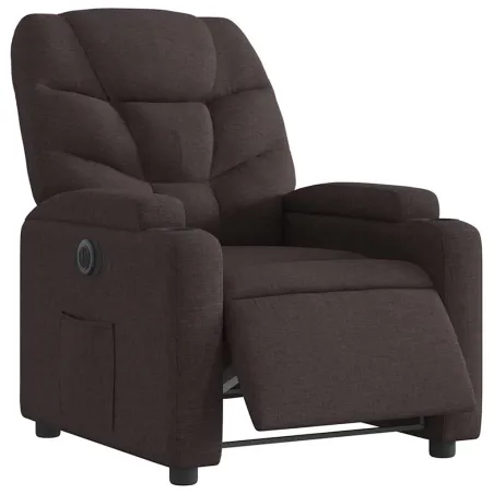 Fauteuil inclinable électrique Marron foncé Tissu