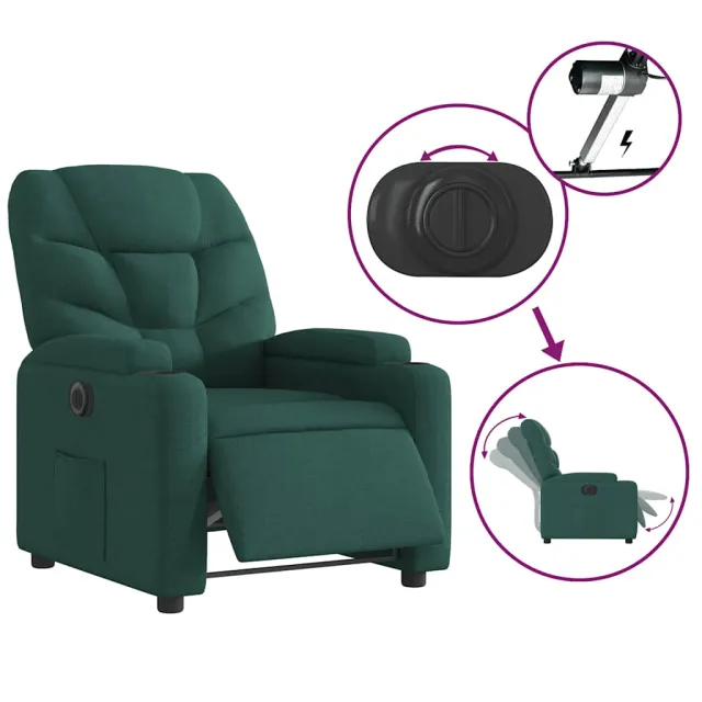 Fauteuil inclinable électrique Vert foncé Tissu