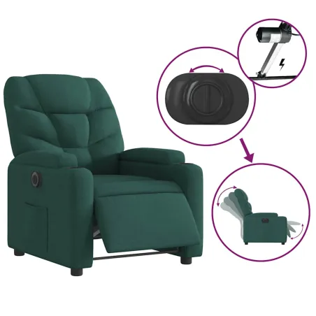 Fauteuil inclinable électrique Vert foncé Tissu