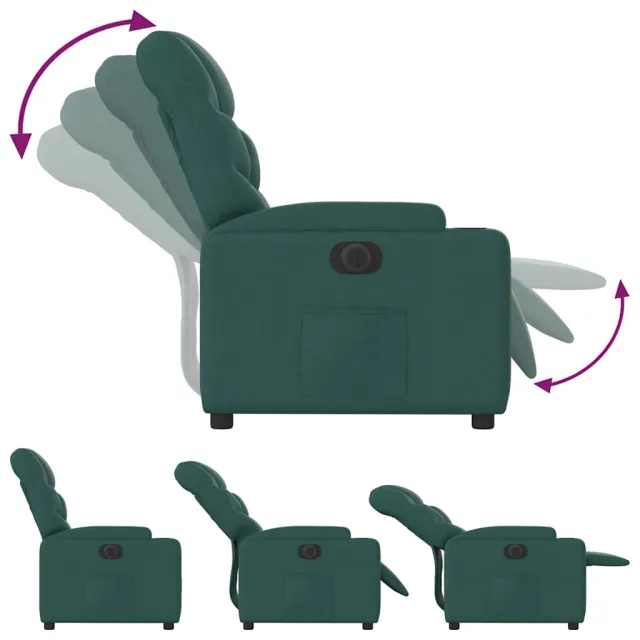 Fauteuil inclinable électrique Vert foncé Tissu