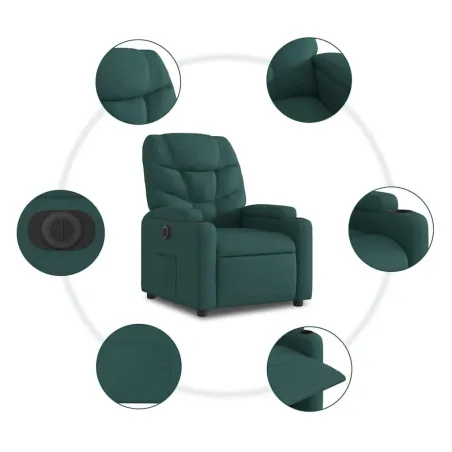 Fauteuil inclinable électrique Vert foncé Tissu