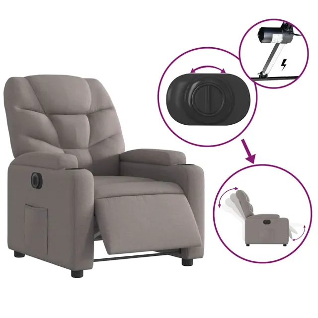 Fauteuil inclinable électrique Taupe Tissu