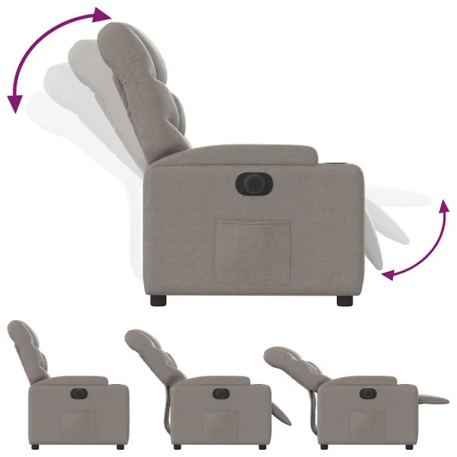 Fauteuil inclinable électrique Taupe Tissu