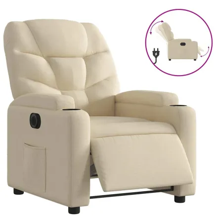Fauteuil inclinable électrique Crème Tissu 2