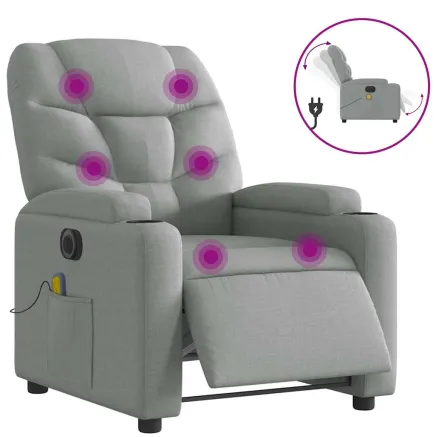 Fauteuil de massage inclinable électrique gris clair tissu 2