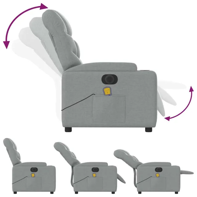 Fauteuil de massage inclinable électrique gris clair tissu