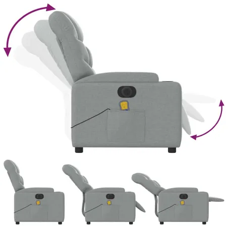 Fauteuil de massage inclinable électrique gris clair tissu
