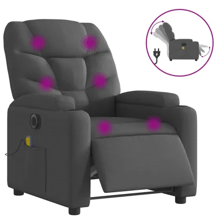 Fauteuil inclinable de massage électrique gris foncé tissu 2
