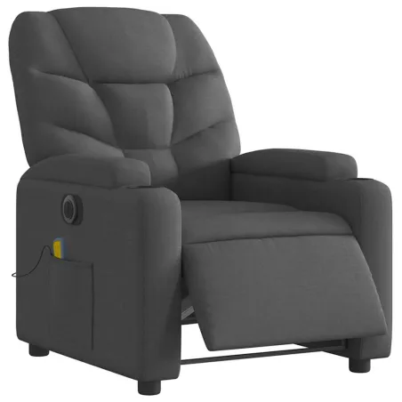 Fauteuil inclinable de massage électrique gris foncé tissu