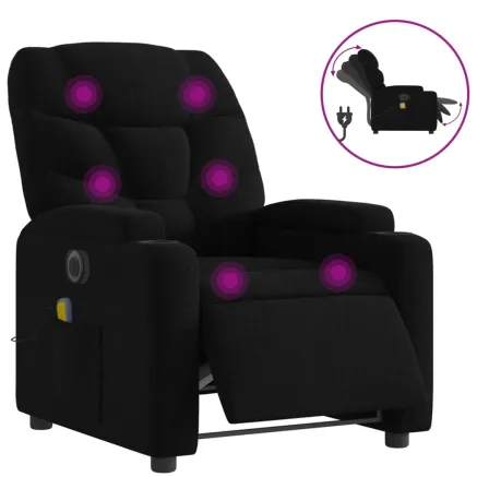Fauteuil de massage inclinable électrique Noir Tissu 2