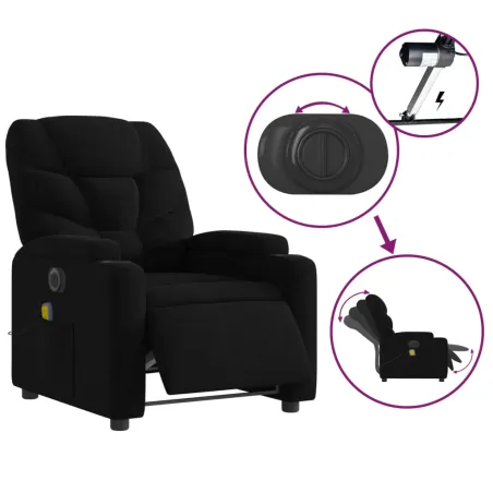 Fauteuil de massage inclinable électrique Noir Tissu