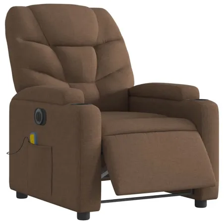 Fauteuil inclinable de massage électrique marron tissu