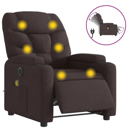 Fauteuil de massage inclinable électrique Marron foncé Tissu 2