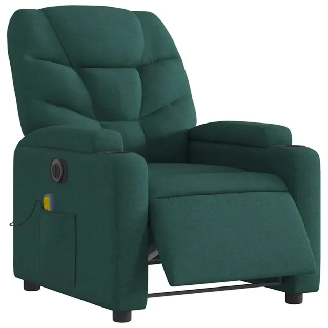 Fauteuil de massage inclinable électrique Vert foncé Tissu