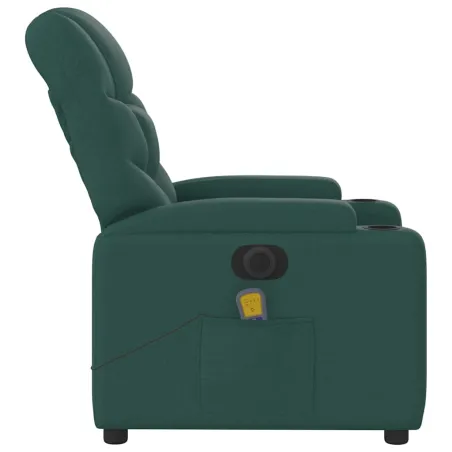 Fauteuil de massage inclinable électrique Vert foncé Tissu