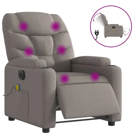 Fauteuil de massage inclinable électrique Taupe Tissu