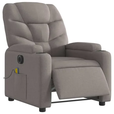 Fauteuil de massage inclinable électrique Taupe Tissu