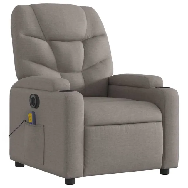 Fauteuil de massage inclinable électrique Taupe Tissu