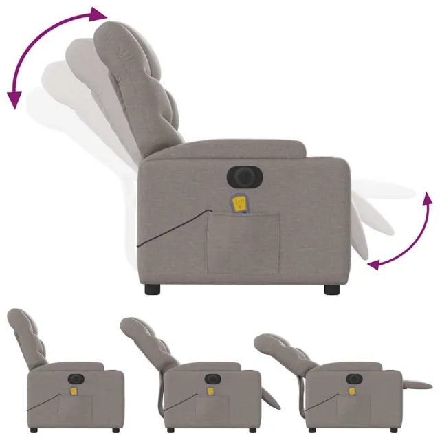 Fauteuil de massage inclinable électrique Taupe Tissu