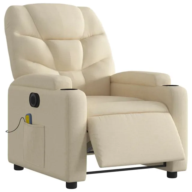 Fauteuil inclinable de massage électrique crème tissu
