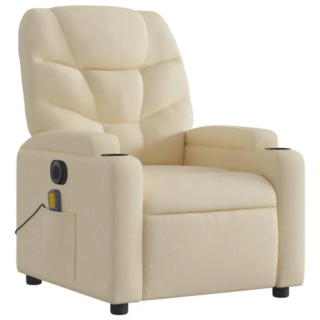 Fauteuil inclinable de massage électrique crème tissu