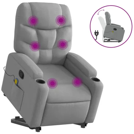 Fauteuil de massage inclinable Gris clair Tissu 2