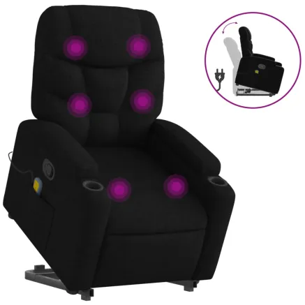 Fauteuil de massage inclinable Noir Tissu 2