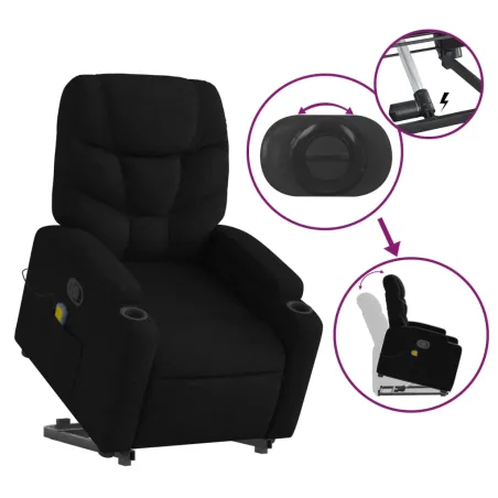 Fauteuil de massage inclinable Noir Tissu
