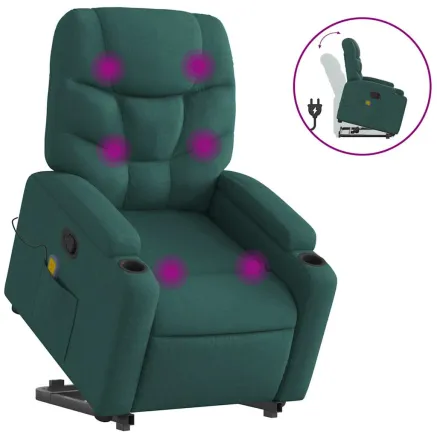 Fauteuil inclinable de massage Vert foncé Tissu 2
