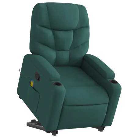 Fauteuil inclinable de massage Vert foncé Tissu