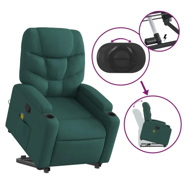 Fauteuil inclinable de massage Vert foncé Tissu