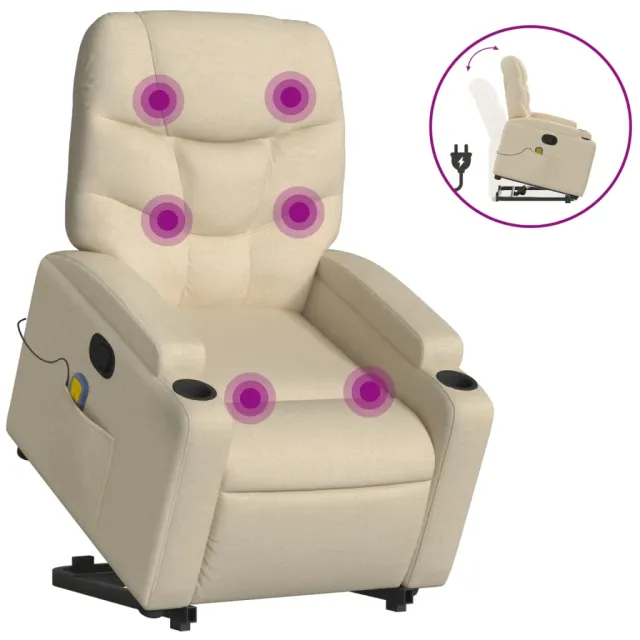 Fauteuil inclinable de massage Crème Tissu