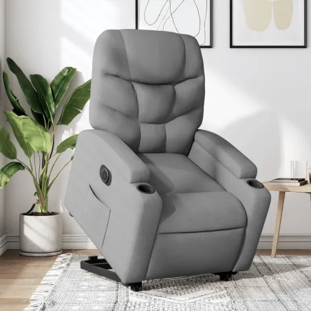 Fauteuil inclinable électrique gris clair tissu