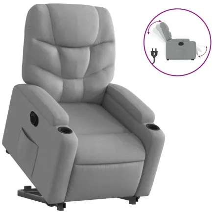 Fauteuil inclinable électrique gris clair tissu 2