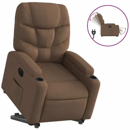 Fauteuil inclinable électrique marron tissu